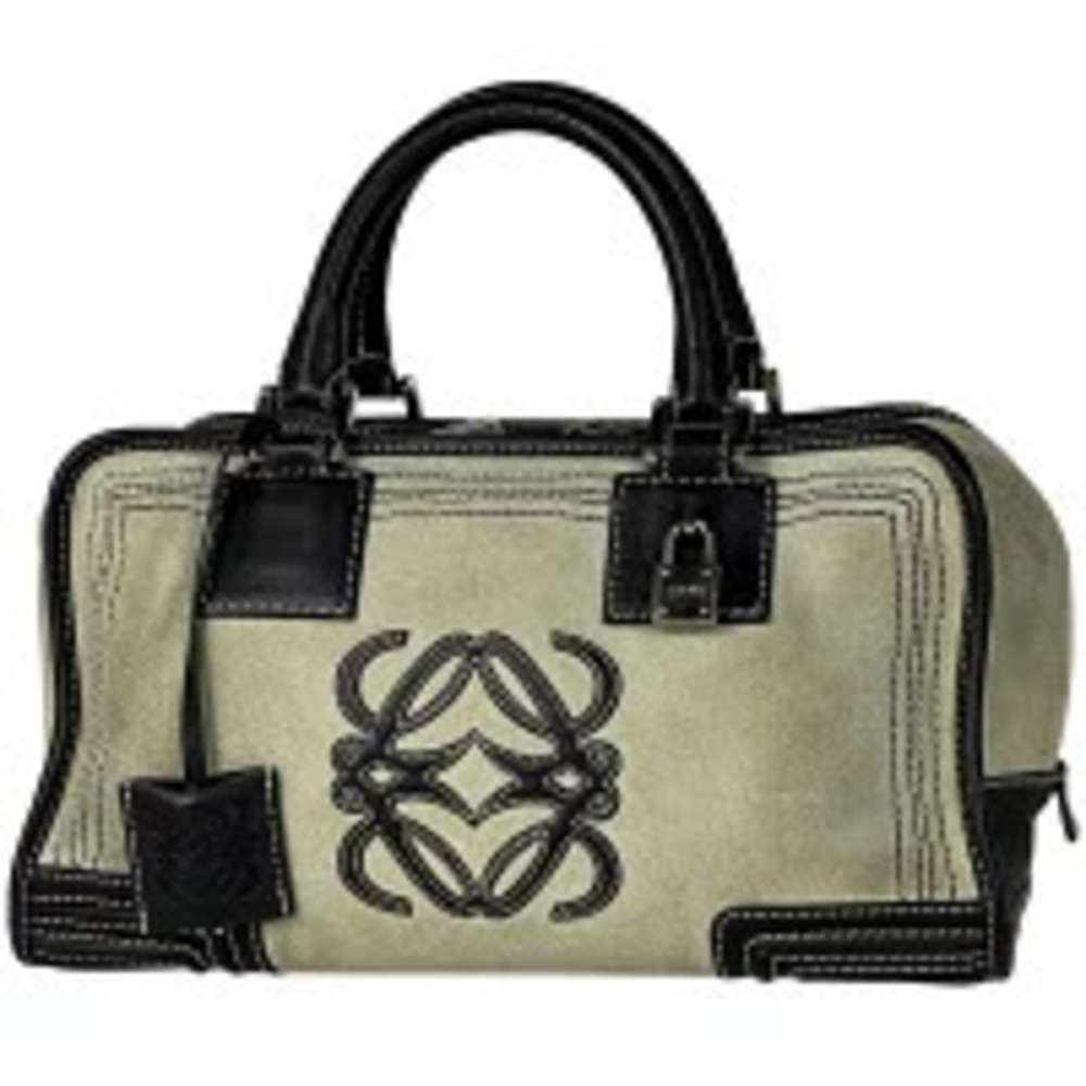 Loewe Amazona Anagram Handbag Suede Gray Black